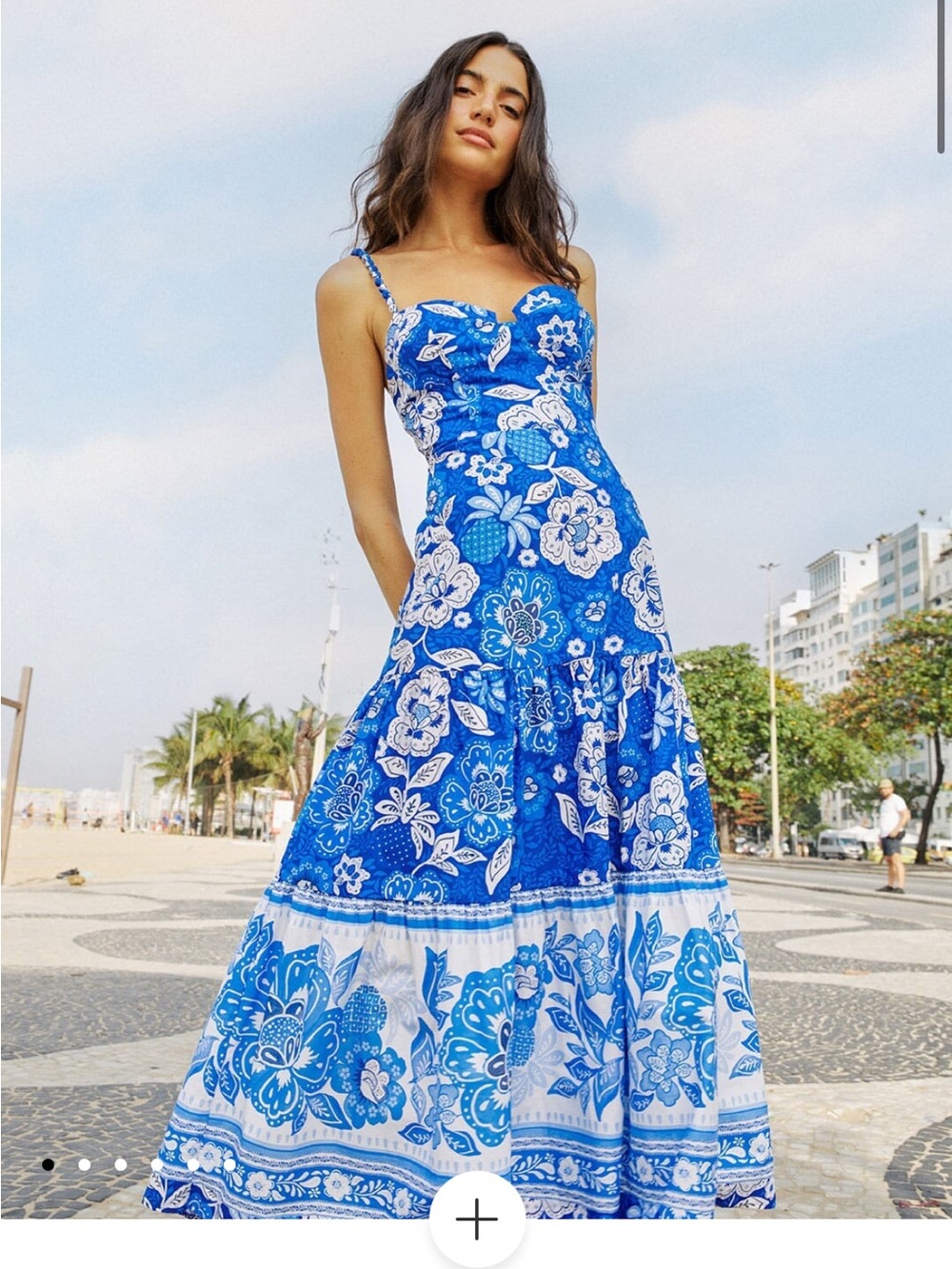 Farm Rio Blue Full of Flowera Floral Tiered Midi Dress - Women - XS